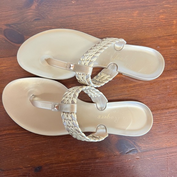 Jack Rogers Size 7 Jelly Gold Braided Sandals - Picture 1 of 3
